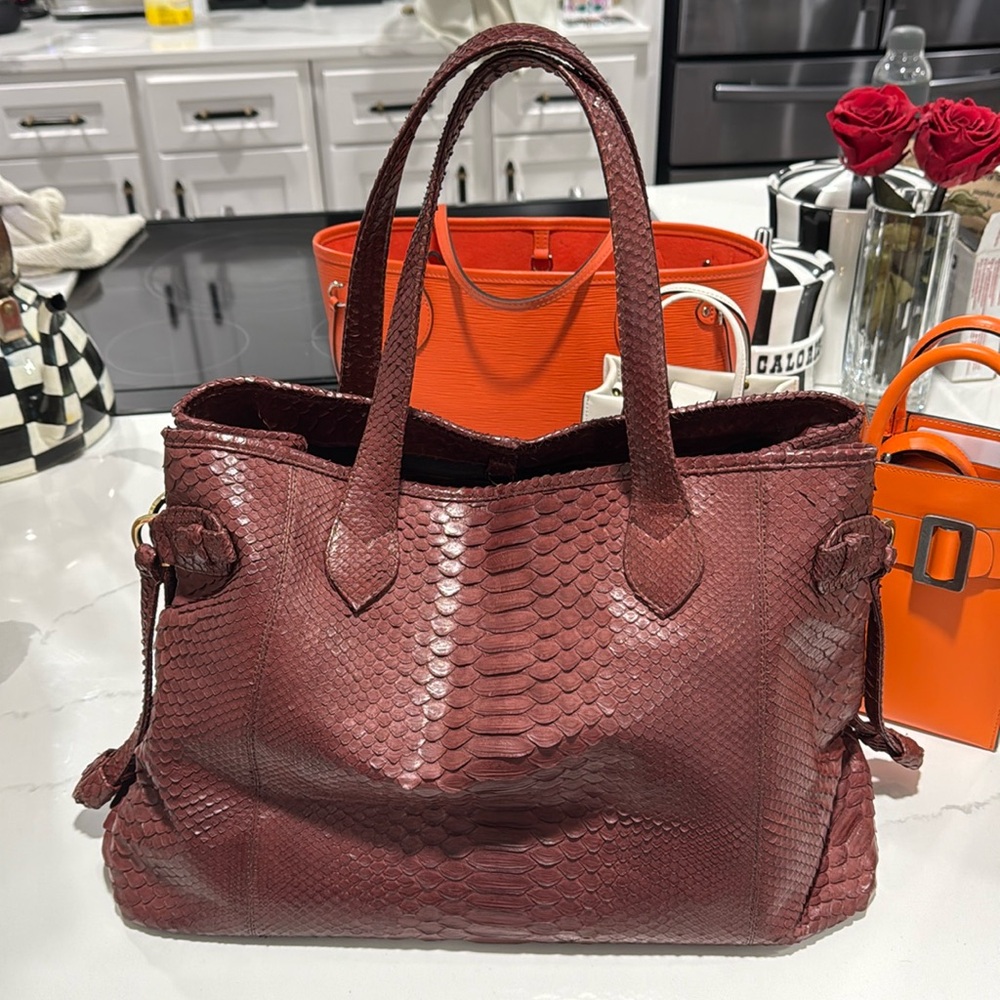 Ximena Kavalekas Python Barbara Neverfull Tote in Burgundy $2500